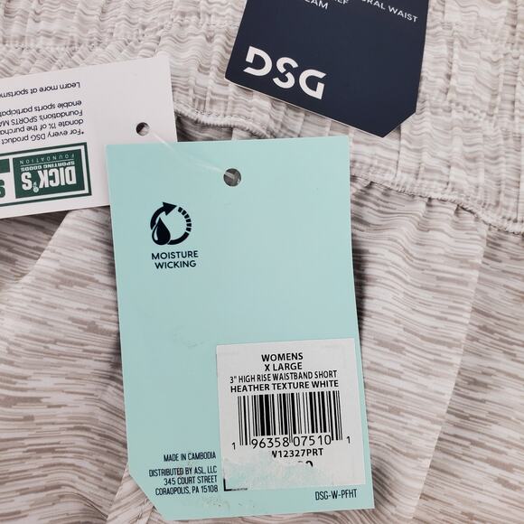 DSG Womens XL High Rise‎ Stride Short Heather Texture White Brief Lined New - Picture 6 of 7